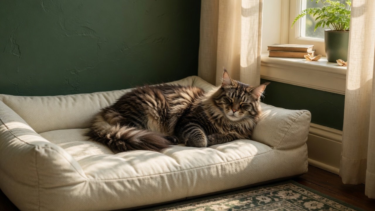 Comfortable senior Maine Coon care